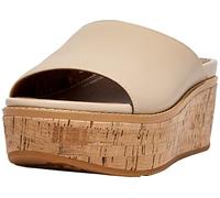 FitFlop FT5A20-090 Eloise Cork-WRAP Leather Wedge Slides Stone Beige US11