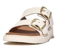 Fitflop Women's GEN-FF Buckle Two-BAR Leather Slides Sandal, White, 4 UK