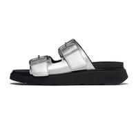 Women's Leather Grain Effect Wedge Sandals with Buckle FitFlop Gen-FF Buckle Tumbled Argenté 39