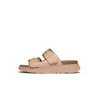 FitFlop Gen-ff Buckle Two-bar Leather Slides, Beige, Size 3, Women Beige