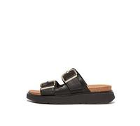 FitFlop Gen-ff Buckle Two-bar Leather Slides, Black, Size 3, Women Black