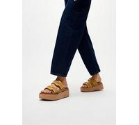 FitFlop Gen-Ff Max Buckle Stripe Webbing Two-Bar Slides, Turmeric/Tan, Size 6, Women Turmeric/Tan
