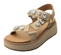FitFlop Womens Gen-Ff Max Ultra-Jewel Leather Back-Strap Sandals, Cappuccino, 8