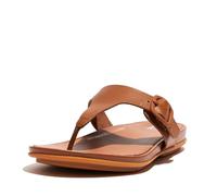 Fitflop Women's Gracie Rubber-Buckle Leather Toe-Post Sandals Flat, Light Tan, 4 UK