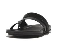Fitflop Gracie Crystal Leather Strappy Toe-post Slides Black EU 37 Woman