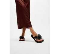 Fitflop Gracie Flower Leather Women's Black Flip Flops - UK 6