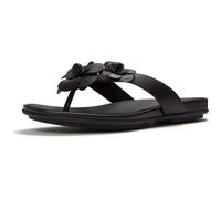 Fitflop Gracie Flower Leather Womens Black Flip Flops - Size UK 5