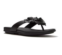 Fitflop Gracie Flower Leather Women's Black Flip Flops UK 6