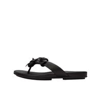 Fitflop Gracie Flower Leather Women's Black Flip Flops - UK 7