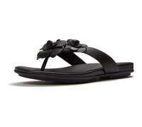 Fitflop Gracie Flower Leather Women's Black Flip Flops UK 7