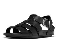 FitFlop Gracie Leather Fisherman Sandals, Black, Size 4, Women Black