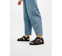 FitFlop Gracie Leather Fisherman Sandals, Black, Size 4, Women Black