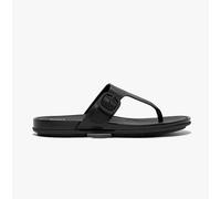 FitFlop GRACIE RUBBER-BUCKLE LEATHER Womens Toe Post All Black - UK 3