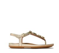 Fitflop Gracie Ultra- Jewel Leather T-Bar Sandals PLATINO SIZE 6