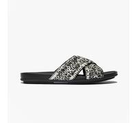 FitFlop Gracie Woven Womens Textile Slip-On Breathable Black/Ivory Mix Sandals