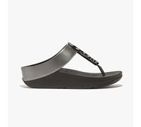 Fitflop Halo Bead-circle Metallic Womens Toe Post Pewter Black - Silver Pu - Size UK 4