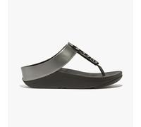 FitFlop HALO BEAD-CIRCLE METALLIC Womens Toe Post Pewter Black - UK 3