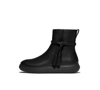 FitFlop Iq-Comff Tassel Leather Short Boots, Black, Size 4, Women Black