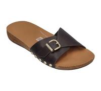 Fitflop iQUSHION ADJUSTABLE BUCKLE LEATHER Womens Slides Chocolate Brown