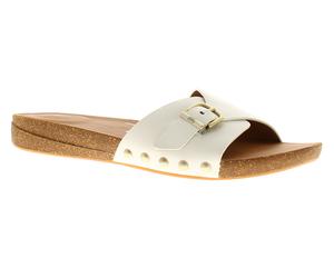 FitFlop Iqushion Adjustable Women's White & Brown Leather Slide Sandals, Size: 4