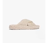 Fitflop Women's iQUSHION D-Luxe Padded Teddy Cross Slides Sandal, White, 3 UK