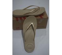 FitFlop IQushion Ergonomic Flip Flops Sandals - Gold - UK 8 - RRP £32