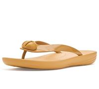 FitFlop Iqushion Glossy-Button Flip-Flops, Turmeric, 6