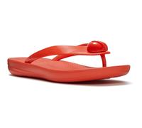 Fitflop iQushion Glossy-Button Polyurethane Women's Cherry Tomato Flip Flops - UK 6