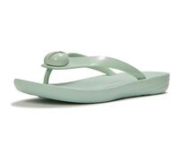 Fitflop iQushion Glossy-Button Polyurethane Womens Mint Whisper Flip Flops - Pale Green Pu - Size UK 5