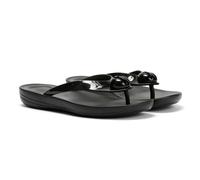 Fitflop Iqushion Glossy Button Women's Black Flip Flops UK 4