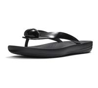 FitFlop Women's iQushion Glossy-Button Flip-Flops in Black | Size: 8 FitFlop Black 8