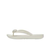 FitFlop Womens IQUSHION Glossy-Button Flip-Flops - Cream 477 - Cream 477 - UK5 EU38 US7