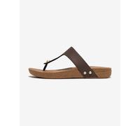 FitFlop IQushion Leather Toe-Post brown women's sandals - 36