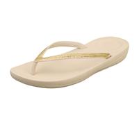 FitFlop Womens Stone Beige Iqushion Sparkle Flip Flop