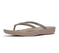Fitflop Iqushion Sparkle Womens Flip Flop Sandals in Stone Beige | Lightweight, waterproof hiking sandals with cushioned comfort and arch support