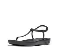 FitFlop™ iQushion™ Splash Sparkle T-Bar Toe-Post Sandals, Womens | High-Rebound Midsole with Impact Pillows & Adjustable Strap | APMA Accepted, Black, 11