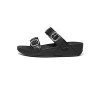 Lulu Adjustable Leather Slides Fit Flop Black 6