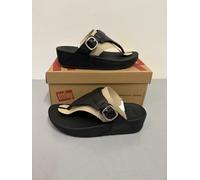 Fitflop Women's Lulu Adjustable Leather Toe-Post Sandals, All Black, 5 UK