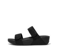 FitFlop Lulu Adjustable Shimmerlux Slides Polyester Women's Slip On Sandals - All Black - Size:UK 6.5