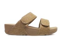 FitFlop Lulu Adjustable Shimmerlux Slides Polyester Women's Slip On Sandals - Latte Beige - Size:UK 6.5