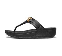 FitFlop Womens Lulu Chunky Snaffle Leather Toe Post Sandals Black 6