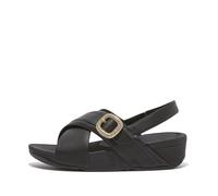 Fitflop Women's LULU Crystal-Buckle Leather Back-Strap Sandals, Black, 8 UK