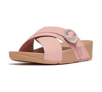 Fitflop LULU CRYSTAL-BUCKLE LEATHER CROSS SLIDES