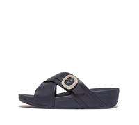 Fitflop LULU CRYSTAL-BUCKLE LEATHER CROSS SLIDES