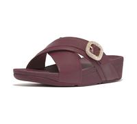 Fitflop LULU CRYSTAL-BUCKLE LEATHER CROSS SLIDES