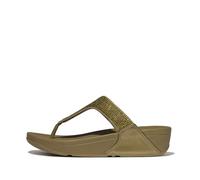 Fitflop Women's LULU Crystal Embellished Toe-Post Sandals, Metallic Camo-Green, 8 UK