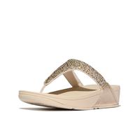 Fitflop Lulu Crystal Mix Metallic Toe Post Sandals Beige EU 38 Woman