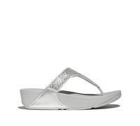 Fitflop Women's LULU Crystal-Mix Toe-Post Sandals, Silver, 8 UK