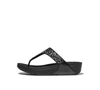 FitFlop LULU CRYSTAL-MIX Womens Toe Post Sandals All Black - UK 4