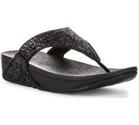 Fitflop Women's Lulu Glitter Flip Flops, Toe-Post Sandals, Comfortable with Natural Arch Support - Black Glitter - 6.5 UK